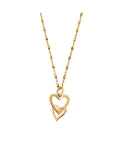 ChloBo ChloBo Gold Mini Cube Chain Interlocking Heart Necklace