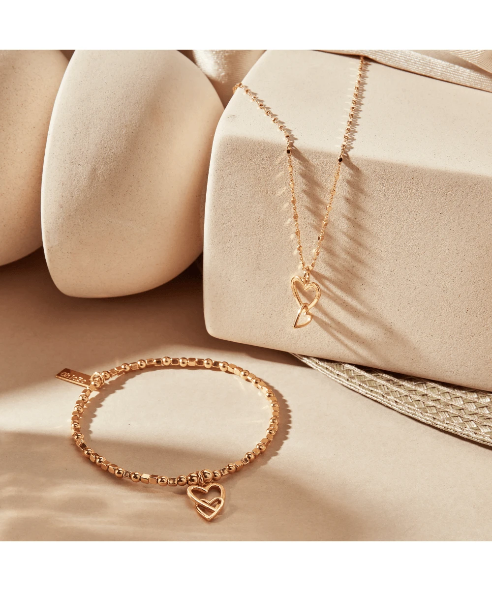 ChloBo ChloBo Gold Mini Cube Chain Interlocking Heart Necklace 4 ChloBo ChloBo Gold Mini Cube Chain Interlocking Heart Necklace - Image 2