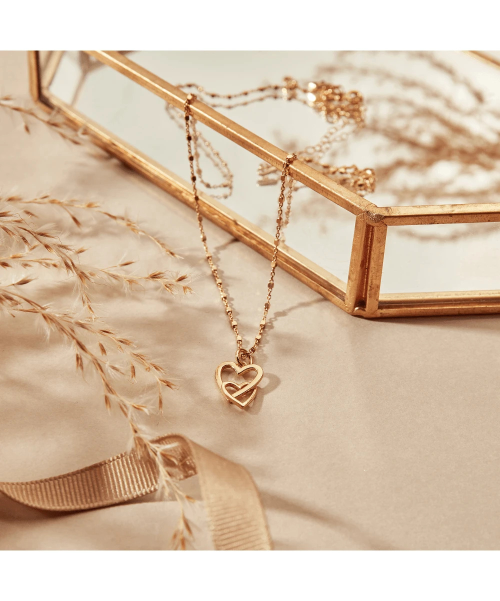 ChloBo ChloBo Gold Mini Cube Chain Interlocking Heart Necklace 5 ChloBo ChloBo Gold Mini Cube Chain Interlocking Heart Necklace - Image 3