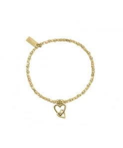 ChloBo ChloBo Gold Mini Cube Interlocking Love Heart Bracelet
