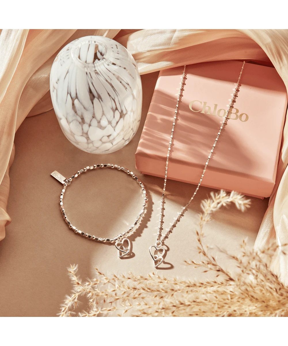 ChloBo ChloBo Mini Cube Chain Interlocking Heart Necklace 4 ChloBo ChloBo Mini Cube Chain Interlocking Heart Necklace - Image 2