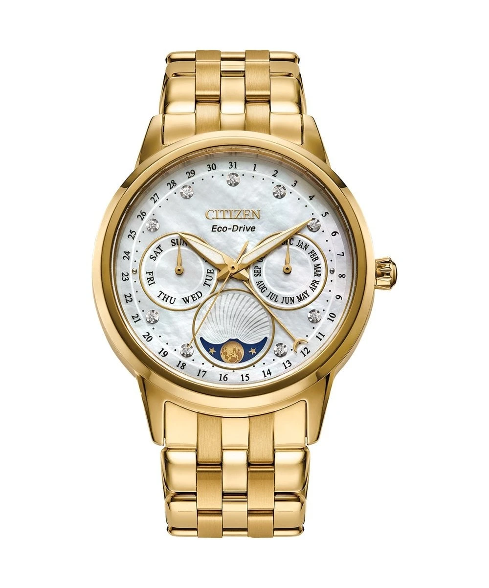 Citizen Citizen Eco-Drive Calendrier Moonphase Gold Plated Ladies Bracelet Watch 3 Citizen Citizen Eco-Drive Calendrier Moonphase Gold Plated Ladies Bracelet Watch