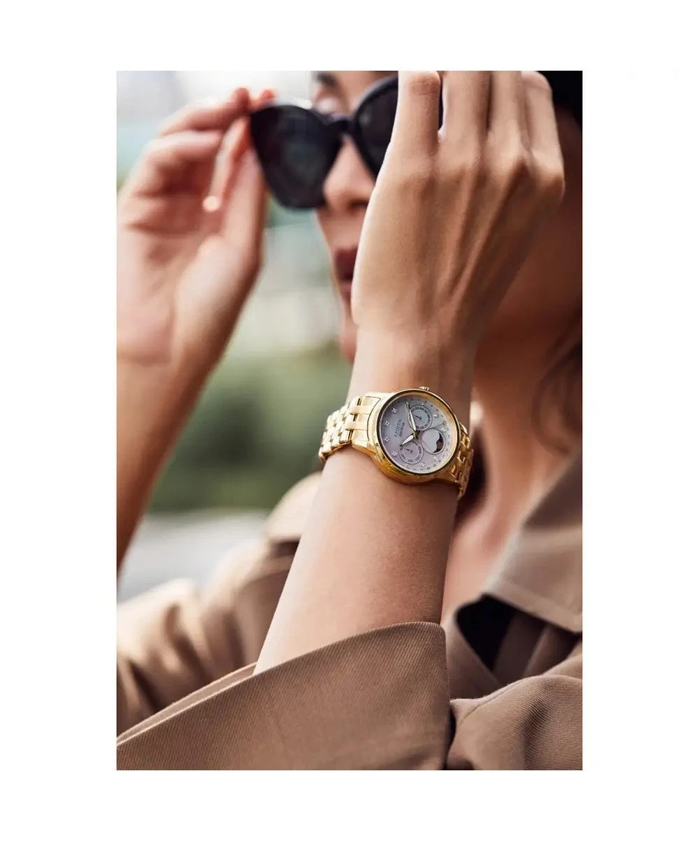 Citizen Citizen Eco-Drive Calendrier Moonphase Gold Plated Ladies Bracelet Watch 5 Citizen Citizen Eco-Drive Calendrier Moonphase Gold Plated Ladies Bracelet Watch - Image 3