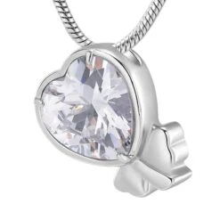 Crystal Clover - Stainless Steel Ashes Jewellery Memorial Keepsake Pendant