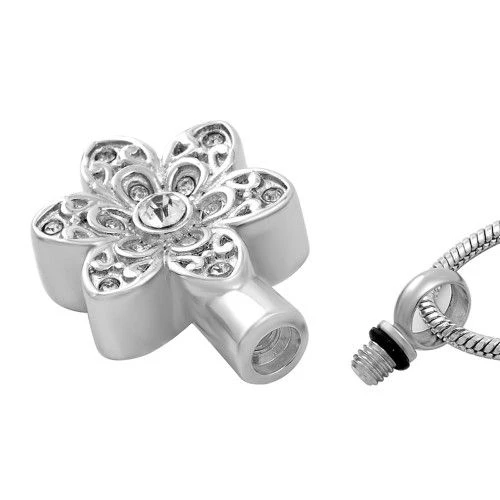 Crystal Flower - Stainless Steel Ashes Jewellery Memorial Keepsake Pendant 4 Crystal Flower - Stainless Steel Ashes Jewellery Memorial Keepsake Pendant - Image 2