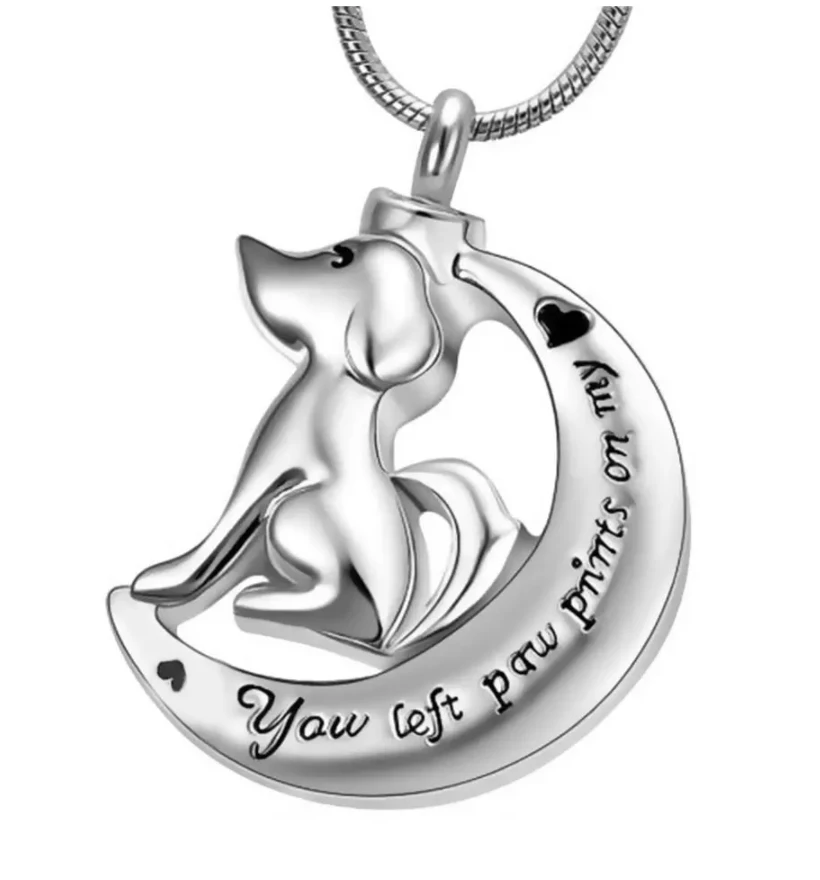 Dog Moon - Stainless Steel Cremation Ashes Jewellery Pendant 3 Dog Moon - Stainless Steel Cremation Ashes Jewellery Pendant