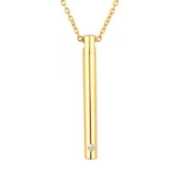 Elegant Slim Cylinder Gold - Stainless Steel Cremation Ashes Pendant