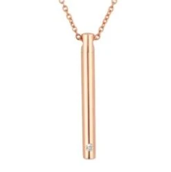 Elegant Slim Cylinder Rose Gold - Stainless Steel Cremation Ashes Pendant