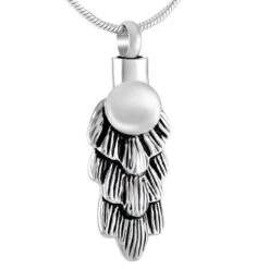 Feather - Stainless Steel Cremation Ashes Jewellery Pendant