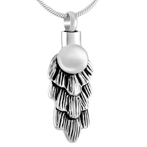 Feather - Stainless Steel Cremation Ashes Jewellery Pendant 3 Feather - Stainless Steel Cremation Ashes Jewellery Pendant