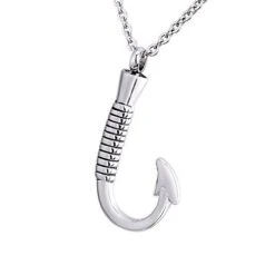 Fish Hook - Stainless Steel Cremation Ashes Keepsake Jewellery Pendant