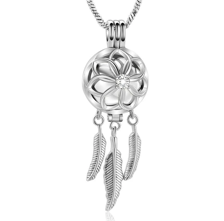 Flower Dreamcatcher Urn Locket - Stainless Steel Cremation Ashes Jewellery Urn Pendant 3 Flower Dreamcatcher Urn Locket - Stainless Steel Cremation Ashes Jewellery Urn Pendant