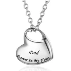 Dad Forever In My Heart - Stainless Steel Ashes Jewellery Memorial Urn Pendant