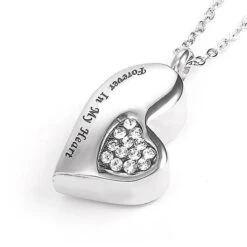 Forever In My Heart Teardrop Sparkle - Stainless Steel Ashes Memorial Jewellery Pendant