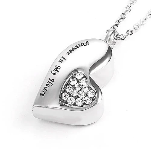 Forever In My Heart Teardrop Sparkle - Stainless Steel Ashes Memorial Jewellery Pendant 3 Forever In My Heart Teardrop Sparkle - Stainless Steel Ashes Memorial Jewellery Pendant