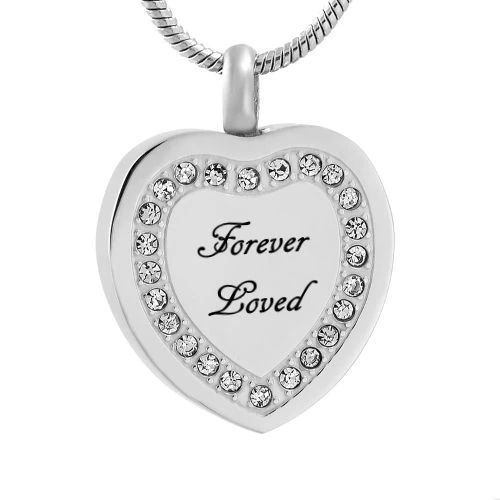 Forever Heart Clear Stones - Stainless Steel Cremation Ashes Jewellery Pendant 3 Forever Heart Clear Stones - Stainless Steel Cremation Ashes Jewellery Pendant