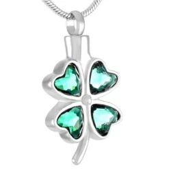 Four Leaf Clover - Stainless Steel Cremation Ashes Memorial Jewellery Pendant