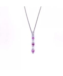 Gladstones Jewellers 14ct White Gold Pink Sapphire & Diamond Pendant