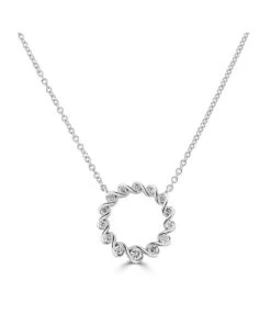 Gladstones Jewellers 18ct White Gold Diamond Ribbon Twist Necklace