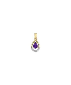 Gladstones Jewellers 9ct Gold Diamond & Amethyst Pendant