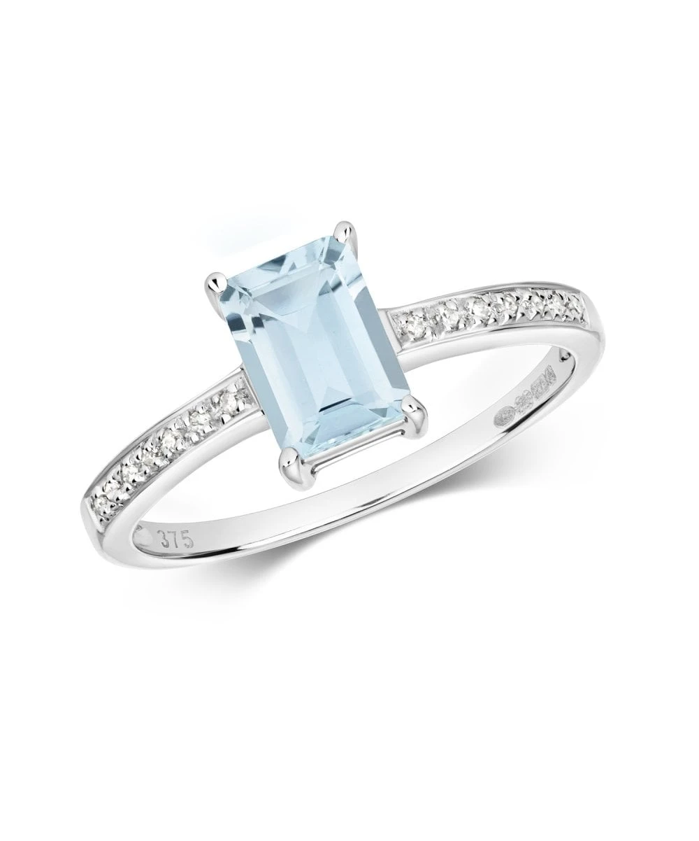 Gladstones Jewellers 9ct White Gold Aquamarine & Diamond Ring 3 Gladstones Jewellers 9ct White Gold Aquamarine & Diamond Ring