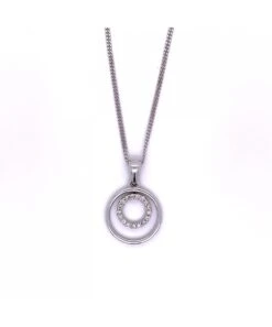 Gladstones Jewellers 9ct White Gold Diamond Double Circle Pendant