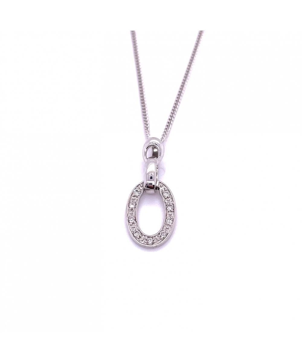 Gladstones Jewellers 9ct White Gold Diamond Oval Shaped Pendant 4 Gladstones Jewellers 9ct White Gold Diamond Oval Shaped Pendant - Image 2