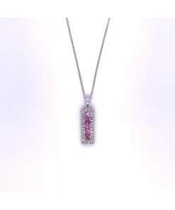 Gladstones Jewellers 9ct White Gold Pink Sapphire & Diamond Pendant