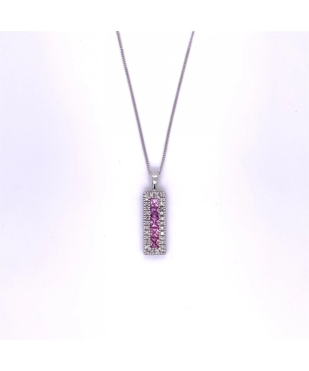 Gladstones Jewellers 9ct White Gold Pink Sapphire & Diamond Pendant 3 Gladstones Jewellers 9ct White Gold Pink Sapphire & Diamond Pendant