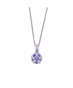 Gladstones Jewellers 9ct White Gold Tanzanite & Diamond Flower Pendant