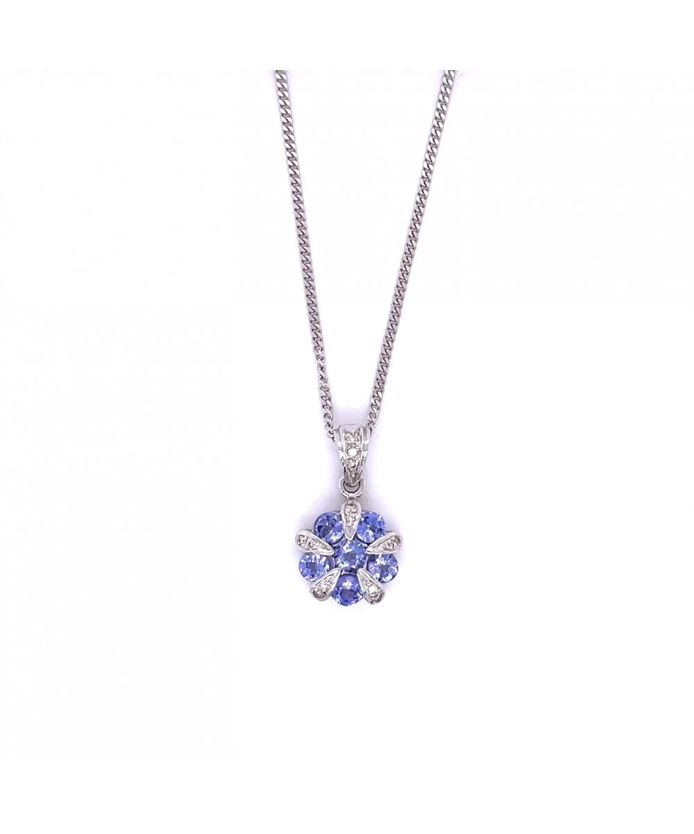 Gladstones Jewellers 9ct White Gold Tanzanite & Diamond Flower Pendant 3 Gladstones Jewellers 9ct White Gold Tanzanite & Diamond Flower Pendant