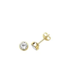 Gladstones Jewellers 9ct Yellow Gold 6mm CZ Stud Earrings