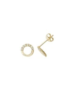 Gladstones Jewellers 9ct Yellow Gold Circle CZ Stud Earrings