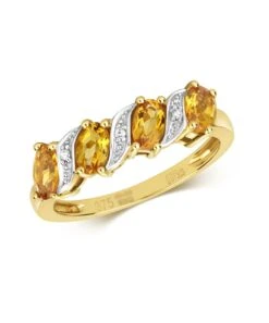 Gladstones Jewellers 9ct Yellow Gold Citrine & Diamond Ring