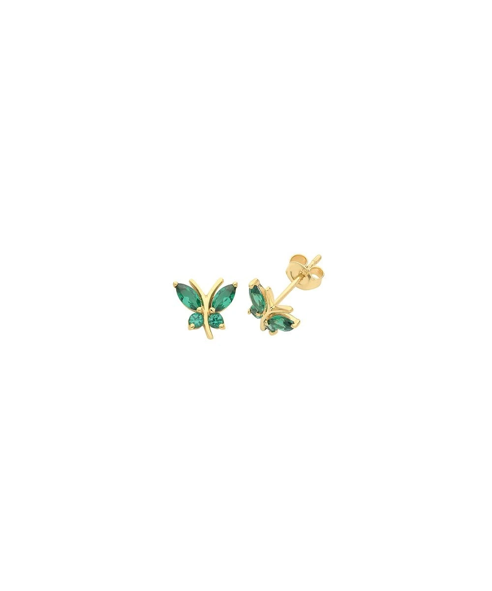 Gladstones Jewellers 9ct Yellow Gold Emerald Butterfly Stud Earrings 3 Gladstones Jewellers 9ct Yellow Gold Emerald Butterfly Stud Earrings