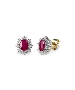 Gladstones Jewellers 9ct Yellow Gold Ruby & Diamond Stud Earrings