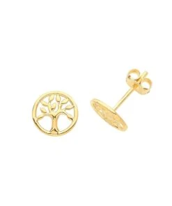 Gladstones Jewellers 9ct Yellow Gold Tree Of Life Stud Earrings