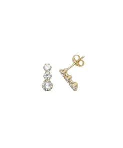 Gladstones Jewellers 9ct Yellow Gold Triple CZ Stud Earrings