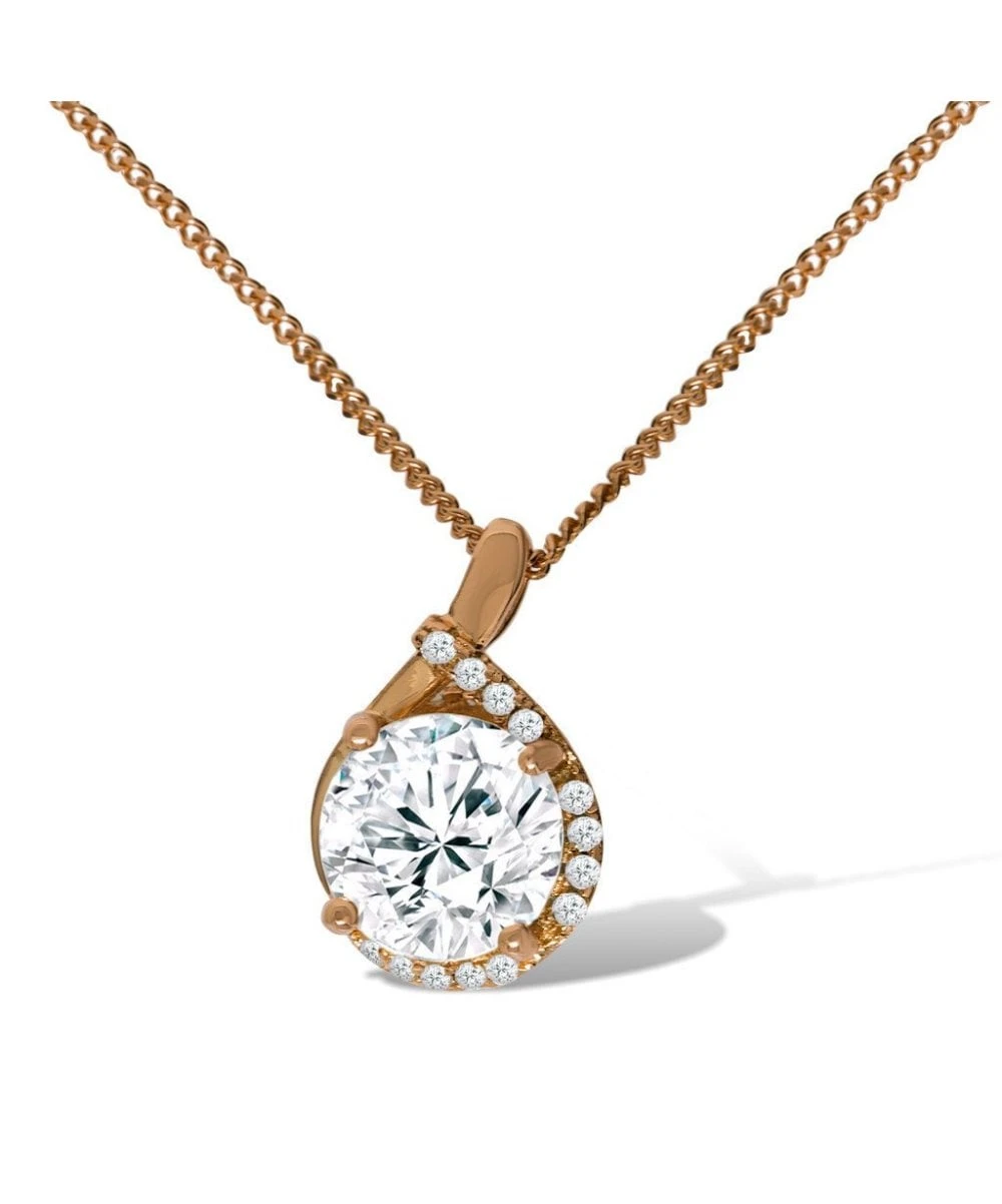 Gladstones Jewellers Rose Plated Silver CZ Swirl Necklace