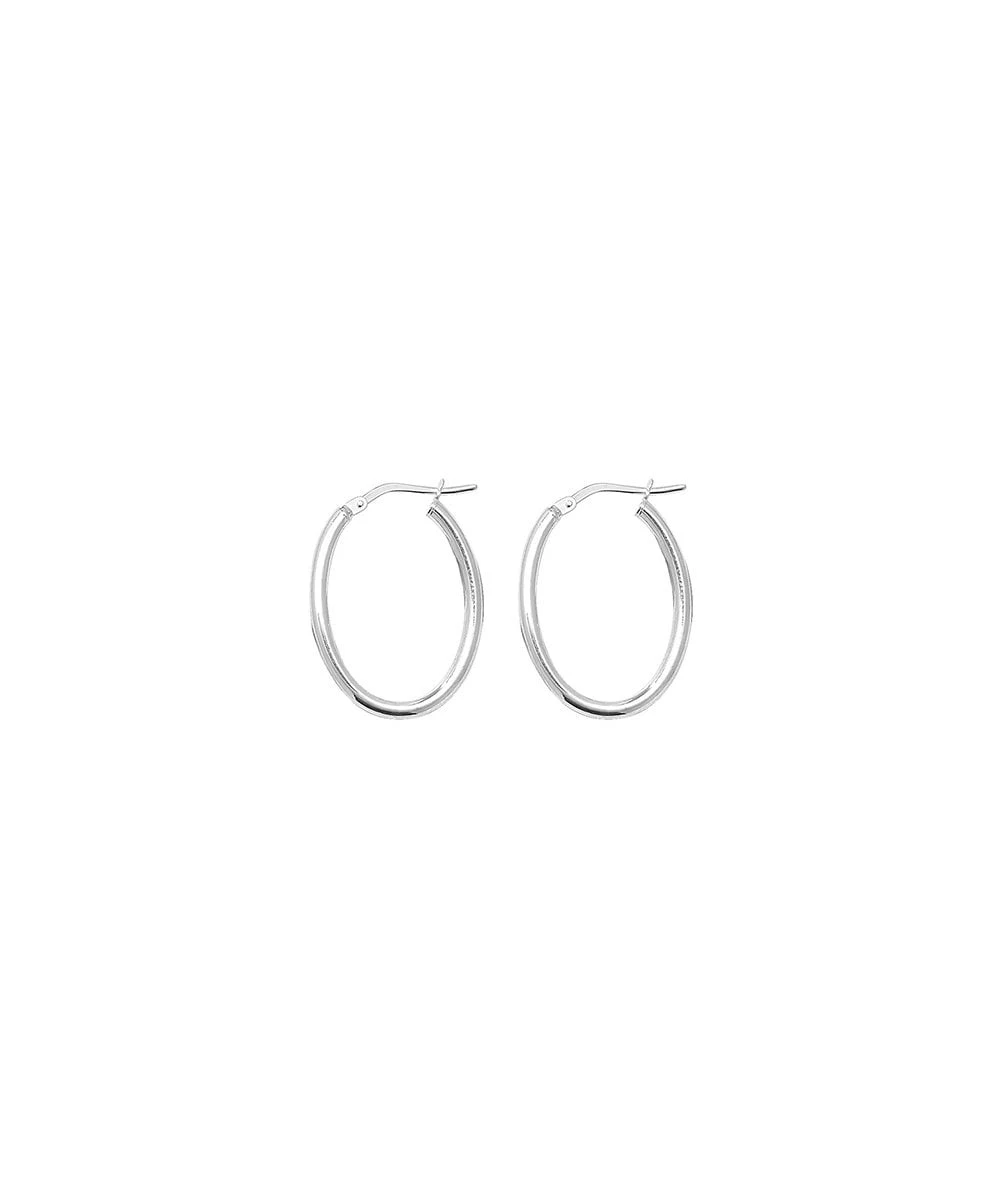 Gladstones Jewellers Silver 24mm Oval Creole Hoop Earrings 3 Gladstones Jewellers Silver 24mm Oval Creole Hoop Earrings