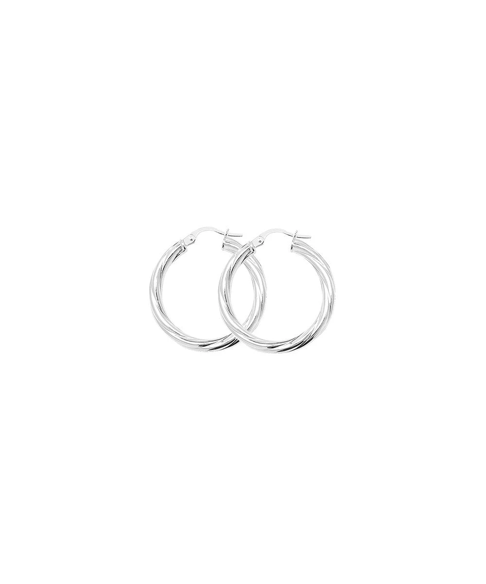 Gladstones Jewellers Silver 25mm Twisted Hoop Earrings 3 Gladstones Jewellers Silver 25mm Twisted Hoop Earrings
