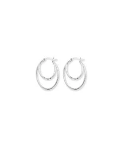 Gladstones Jewellers Silver 30mm Double Oval Creole Hoop Earrings