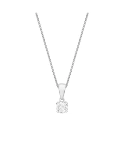 Gladstones Jewellers Silver 4mm CZ Solitaire Necklace