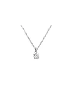 Gladstones Jewellers Silver 5mm CZ Solitaire Necklace