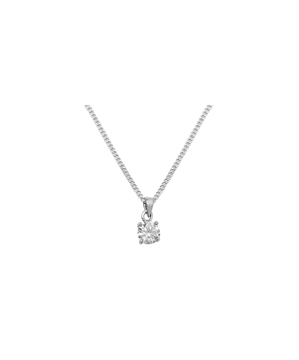 Gladstones Jewellers Silver 5mm CZ Solitaire Necklace 3 Gladstones Jewellers Silver 5mm CZ Solitaire Necklace