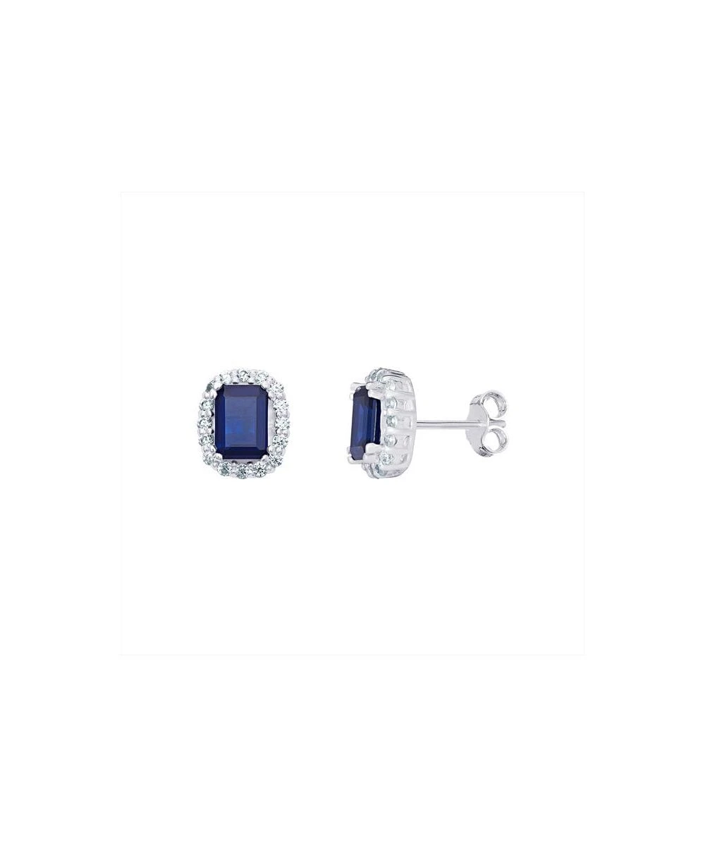 Gladstones Jewellers Silver Blue & White CZ Oblong Halo Stud Earrings 3 Gladstones Jewellers Silver Blue & White CZ Oblong Halo Stud Earrings