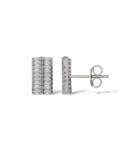 Gladstones Jewellers Silver CZ Baguette Stud Earrings