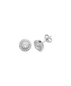 Gladstones Jewellers Silver CZ Halo Stud Earrings