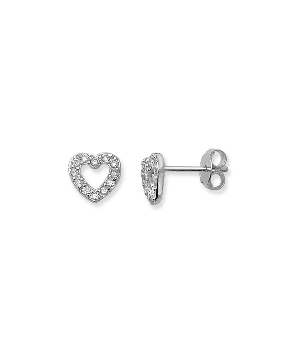 Gladstones Jewellers Silver CZ Heart Stud Earrings 3 Gladstones Jewellers Silver CZ Heart Stud Earrings