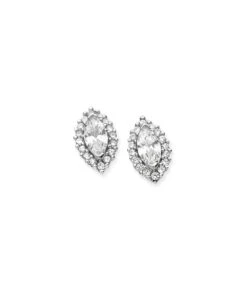 Gladstones Jewellers Silver CZ Marquis Halo Stud Earrings